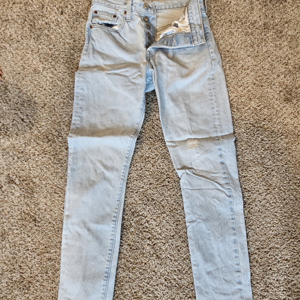 Levi's 501 Buttonfly Light Blue Straight Leg Jeans